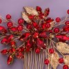 Rumtock Boho Red Leaves Gold Hair Comb for Women Girls Wedding Bridal Special Occasion Hair Jewelry Handmade Headpiece (Red)