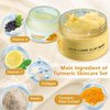 Turmeric Face Clay Mask, Under Eye Cream Skincare Kit, 1pack Vitamin C B5 Deep Cleansing Facial Mask Overnight Face Mask for Pores, 2pc Hydrating Eye Cream for Dark Circles, Puffiness