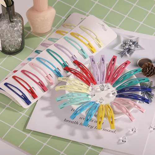Hair Clips for Women Girls, Funtopia 40 Pcs 2.4" No Slip Metal Oval Snap Hair Clip Simple Barrettes Hairpins for Thin and Thick Hair (Mixed color)