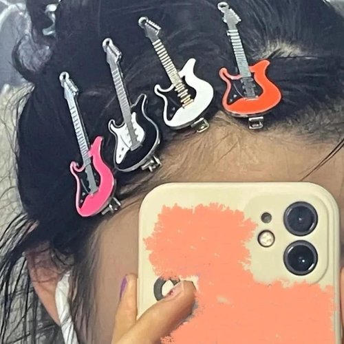 OTEEGX 6PCS Cute Y2K Hair Clips Guitar Duckbill Metal Hair Clip Vintage Hair Pins Y2K for Women Accessories Grunge Style1
