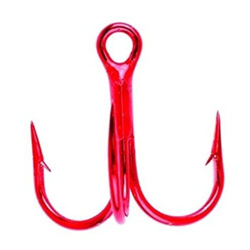 Eagle Claw L934RDGH-4 Lazer Sharp Treble Hooks, 5-Pack, Size-4, Red