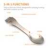 PSKOOK 5-in-1 Utility Tactical Spork, Stainless Steel Spoon & Bottle Opener, Fork & Knife, Can Opener Combo Camping Utensil for Hiking, Camping or Backpacking (Matte Silver)