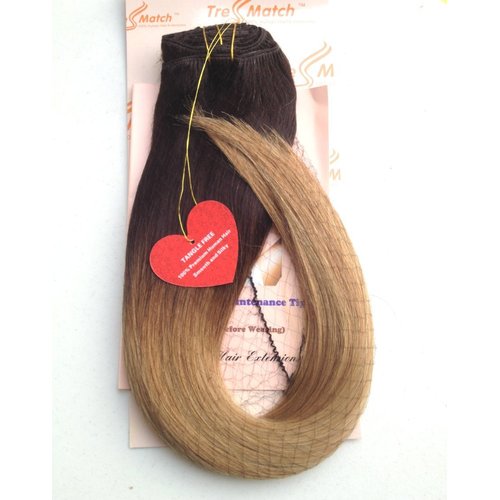 Tressmatch® 20"-22" Remy Human Hair Clip in Extensions Ombre/dip Dye Brunette/Dark Brown/Blonde Full Head Set 10 Pieces(pcs) [Set Weight:5.7oz/160grams]