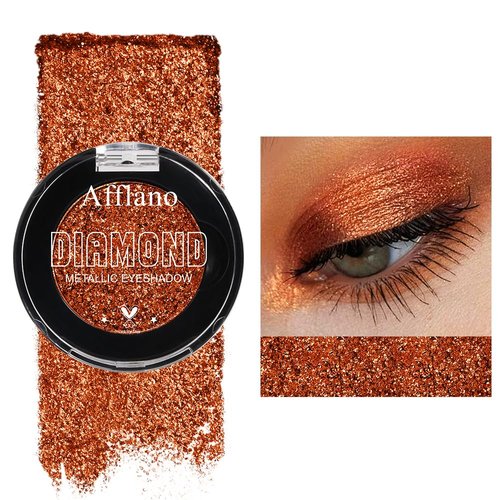 Afflano Metallic Orange Red Eyeshadow, Warm Red Glitter Eyeshadow Palette One-Swipe Coverage, Int...