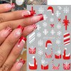 6Sheets Christmas Nail Art Stickers,French Tip Snow Nail Sticker with Christmas Hat Snowflake Gift Bow French Glitter Design 3D Self-Adhesive Nail Decals Xmas Nail Supplies New Year DIY for Women