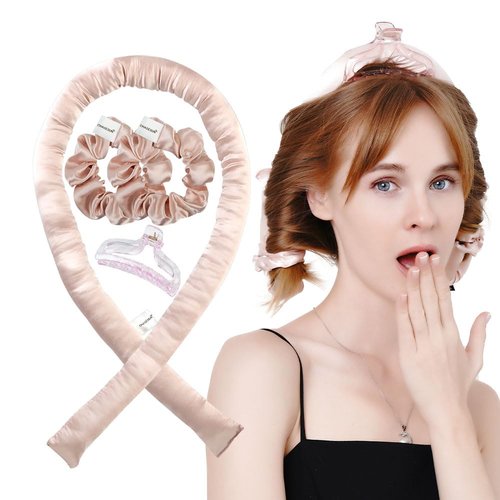 Heatless Hair Curler, Heatless Curling Rod Satin Heatless Curls Heatless Curler No Heat Curls Heatless Hair Curler Overnight Curls Satin Heatless Curling Set Heatless Headband Curler Pink