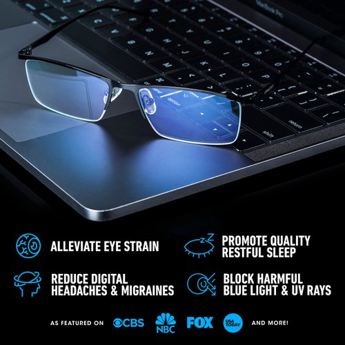 Lumadux Computer Blue Light Glasses Men | Blue Light Blocking Glasses for Reading, Digital Eye Strain, Headaches and Blurry Vision | Blue Blocker Gaming Glasses | Bluelight Clear Rimless Glasses