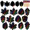 90shine 60 Sets Fall Crafts for Kids Black Scratch Autumn Leaves Magic Craft Art Kit Classroom Preschool Activities Party Favors