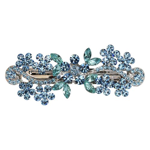 Faship Gorgeous Aqua Crystal Flower Barrette Clip