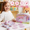 JOYIN Unicorn Tea Set for Toddlers Tea Party Set for Children Kids Pretend Role Play Tin Teapot Set with Cups, Plates and Carrying Case Kitchen Toy for Little Girls Birthday Gifts Age 3 4 5 6