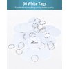 Uniclife 1.5 Inch Tough Plastic Key Tags Sturdy Round White Item Identifiers with Blank Paper Label Stickers and Split Rings, 50 Pack