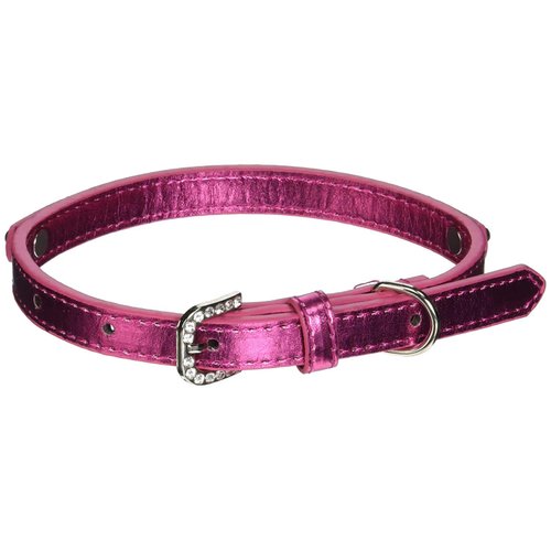 Mirage Pet Products 3/8-Inch Metallic 2-Tier Dog Collar, Medium, Pink