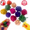Bonka Bird Toys Pk12 Tiny Vine Balls Colored Natural Foot Talon Craft Part Parrot Cage Toys, Conure, Parakeet, Ringneck, and Similar Breeds (3350 Colored)