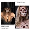 Halloween Temporary Face Tattoos, 4-Pack Skull and Creepy-Mouth Face Tattoo Stickers for Men and Women, Ideal for Halloween Costumes and Cosplay for Adults and Kids Fake Tattoos