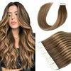 Hyssiet Tape in Hair Extensions Human Hair, 20pcs 50g 20 Inch Tape in Hair Extensions,Balayage Chocolate Brown To Caramel Blonde,Invisible Remy Silky Straight Natural Thick Real Human Hair Extensions