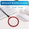 TERAISE Reading Glasses Necklace Readers for Women Anti-loss Lightweight Eyeglasses Portable Monocle Glasses with Exquisite Case(Red-1.0X)