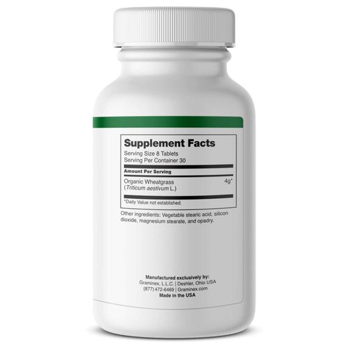 Graminex Wheatgrass Tablets - Natural Immunity, Anti-Aging Support, Boosts Energy, Wellness - Amino Acids, Vitamins, Minerals, Antioxidants Greens Superfood Supplement - 240 Non-GMO Tabs