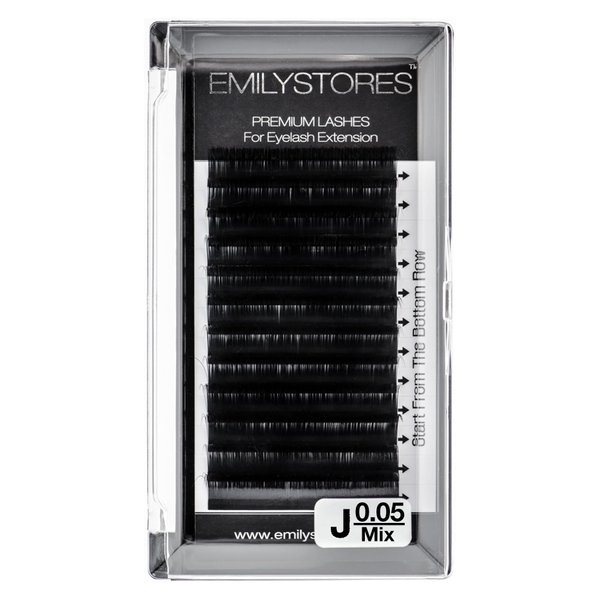 EMILYSTORES Lash Extensions 0.05mm Thickness J Curl 8-14mmLength Mixed Sizes Light-weight Volume Eyelashes For Eyelash Extensions(0.05,J,Mixed 8-14mm)