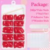 AddFavor Oval Press on Nails Short Fake Nails, 240pcs Bright Red Nails Press on Almond False Nail Full Cover Acrylic Nail for Women and Girls