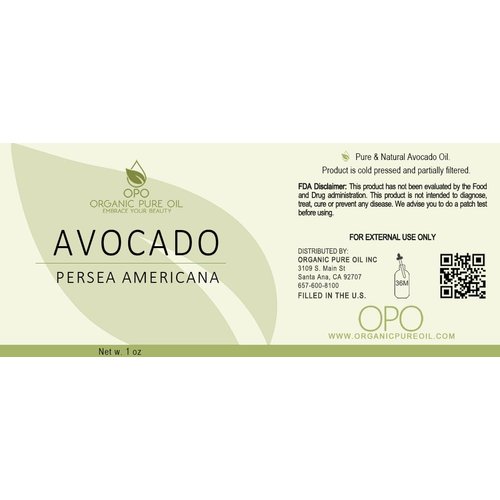 organic pure oil Avocado Seed Oil 1 oz - 100% Pure, All Natural, Premium Grade Partially Filtered Avocado Oil Perfect for Hair, Skin, Scalp, Body Care Moisturizer