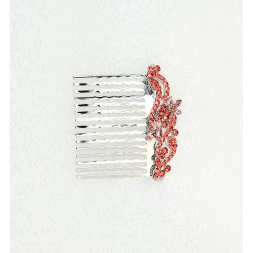 Faship Gorgeous Coral Crystal Floral Hair Comb