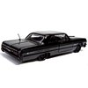 All Star Toys 1964 Chevy Impala Black with Custom Deep Dish Wheels 1/24 Diecast Model Blacked Out Lowrider Motormax Exclusive 73259