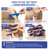 30 Pieces Flexible Curling Rods Twist Foam Hair Rollers Soft Foam No Heat Hair Rods Rollers and 1 Steel Pintail Comb Rat Tail Comb for Women Girls Long and Short Hair (Dark Blue, 7 x 0.3 Inch)