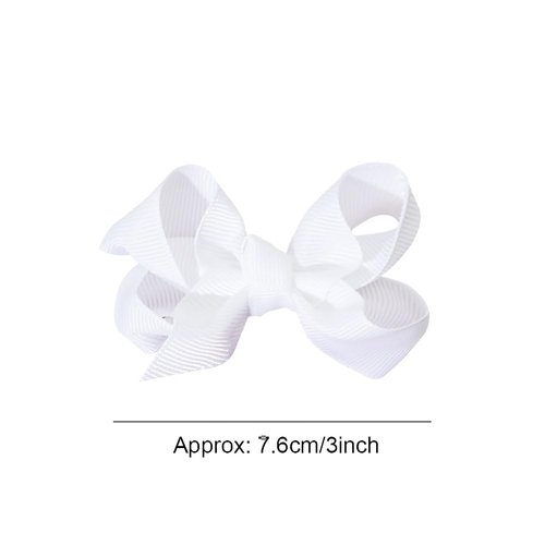 12 PCS 3" Hair Bow Clips Grosgrain Ribbon Solid Color Hair Bow With Alligator Clips Hair Accessories for Teen Toddler Little Girls (White)