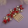 Rumtock Red Rhinestones Beads Gold Hair Comb for Wedding Brides Side Headpiece Women Banquet Prom Hair Jewelry (Red)