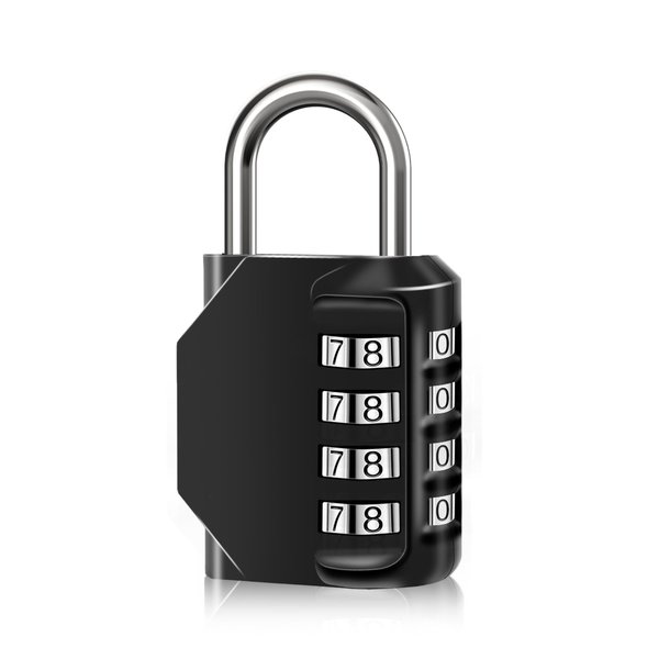 SUTOUG Combination Lock Waterproof 4 Digit Padlocks with Combination Code, Zinc Alloy Combination Lock for Door, Tool Boxes, Schools, Gym, Garden, Fences, Reel Cabinet & Storage, Black (1PCS)