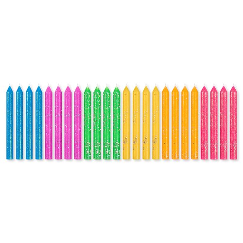 Papyrus Birthday Candles, Neon Glitter (24-Count)