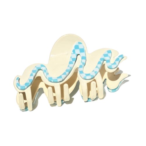 Two Oh One Hair Claw Clip Squiggly Cellulose Accetate Strong Hold Women's Accessory for all Hair Types, Vanilla Ice Cream