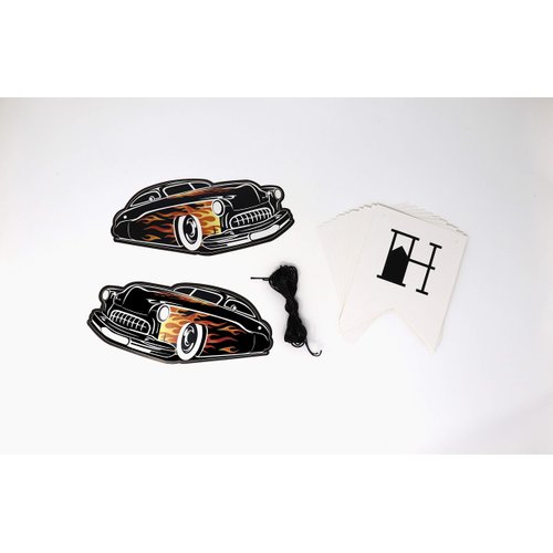 All Things Rockabilly 1950s Classic Car Happy Birthday Banner - Classic Car Party Decorations - Vintage Car Party Supplies