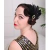 Aimimier 1920s Flapper Black Feather Headpiece Crystal Roaring 20s Feather Hair Clip Masquerade Hair Jewelry for Women