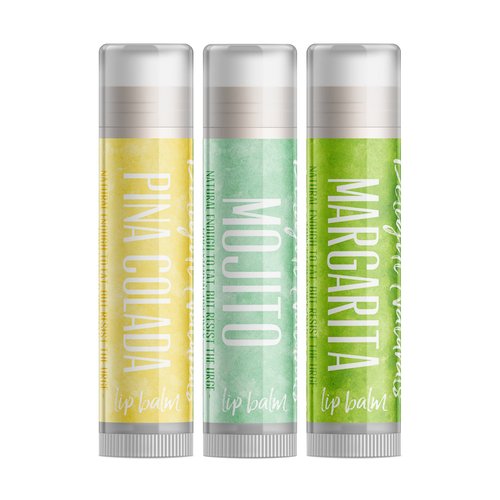 Delight Naturals Tropical Cocktails Lip Balm Gift Set - Pina Colada, Mojito, and Margarita