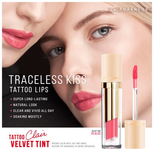 FORENCOS Long Lasting Waterproof Lip Stain Liquid Lipstick, Velvet Matte, Longwear, High Pigmentation, Tattoo Lips, Weightless, Smudge-proof, Non-Sticky, Korean Lip Tint Stain Makeup (38 Alice)