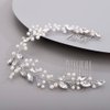 BERYUAN Hair Vine for Women Bridal Hair Comb for Bride Pearls Crystal Hair Comb Slide SILVER