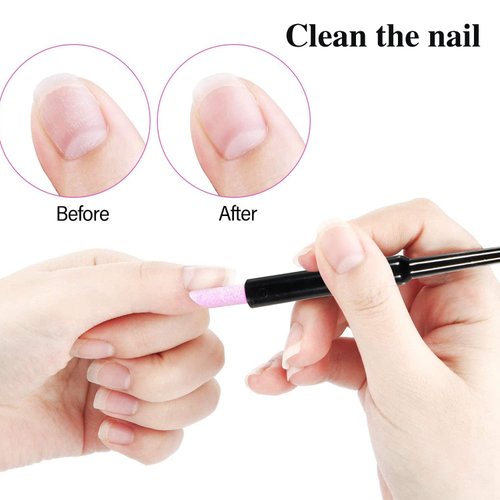 SILPECWEE 4 Pieces Pumice Stone Nail File Professional Precision Filing Cuticle Remover Cuticle Remover Nail Pusher Quartz Stone Nail Pen Manicure Stick Nail Art Tools for Salon Nails Care