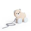 Bigjigs Toys FSC Certified Bear Pull Along Toy - Eco-Friendly Wooden Bear with Felt Ears & Tail and Grey Pull Cord, Quality Pull Along Toys for 1 Year Olds, Wooden Baby Toys