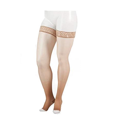 Juzo Naturally Sheer 2101ag 20-30mmhg Thigh-High Open Toe Compression Stockings,Beige,1 (I) Regular