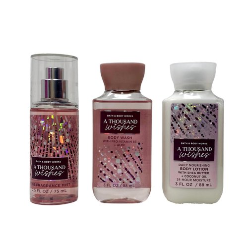 Bath and Body Work A Thousand Wishes - Mini Gift Set - Fragrance Mist, Body Lotion and Body Wash
