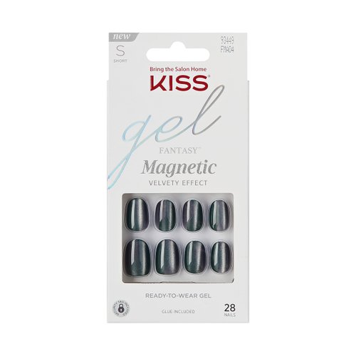 KISS Gel Fantasy, Press-On Nails, Nail glue included, 'Dial Me', Gray, Short Size, Oval Shape, Includes 28 Nails, 2g glue, 1 Manicure Stick, 1 Mini File
