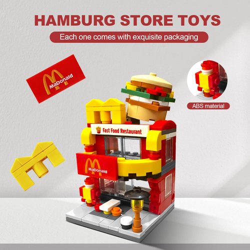 Jyyuehai Building Blocks Set, Burger House DIY Bricks Toys, City Construction Stacker, Educational STEM Toys for 6 Years Old Boys and Girls, Toddler Building Blocks Gifts