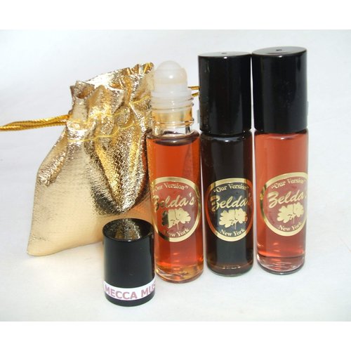 Zelda's Body Oil - Set of 3-1/3 oz roll on Kush, Dark Mecca Musk, Nag Champa Spicy Scents !