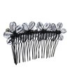 AeraVida Smokey Silver Glow Floral Crystal Bouquet Hair Comb
