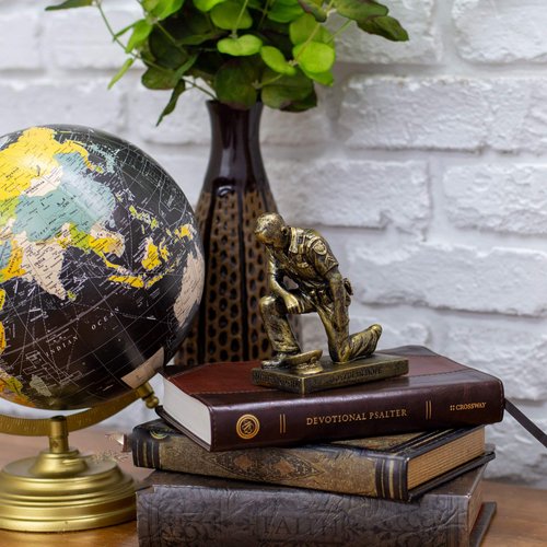 Dicksons Joyful in Hope Praying Police Officer 5 inch Gold Resin Stone Table Top Figurine