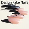 Black French Tip Nails Press on Extra Long Stiletto Acrylic Fake Nails Glitter Wavy Lines Glue on Nails Mirror Reusable Stick on Nails for Women DIY Manicure Decoration