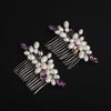 Rumtock 2pcs Laser Rhinestones Beads Hair Comb Set Wedding Bridal Silver Hair Piece Women Handmade Jewelry (Laser)