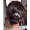 Gorais Flower Bride Wedding Hair Comb Silver Leaf Bridal Hair Piece Pearl Hair Clip Crystal Hair Accessories for Women and Girls