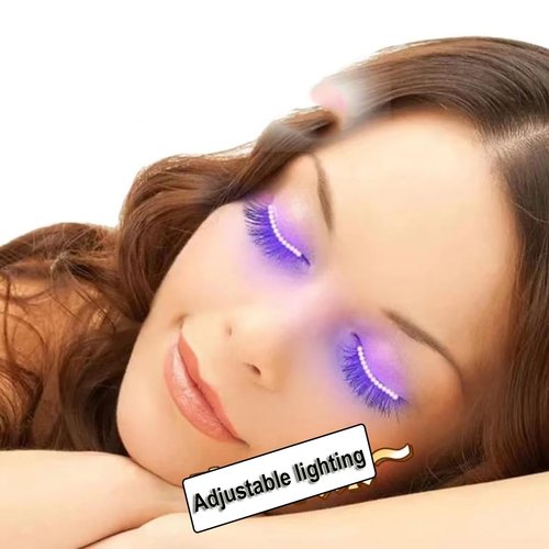 JZSMY LED Luminous Eyelash Lamp with Six Types of Flashing Fake Eyelash Night Lights, False Eyelashes Non Grafting Halloween (1 Pair Green)